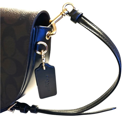 Coach Ellen Crossbody Signature Canvas Brown Black Leather - Picture 7 of 8